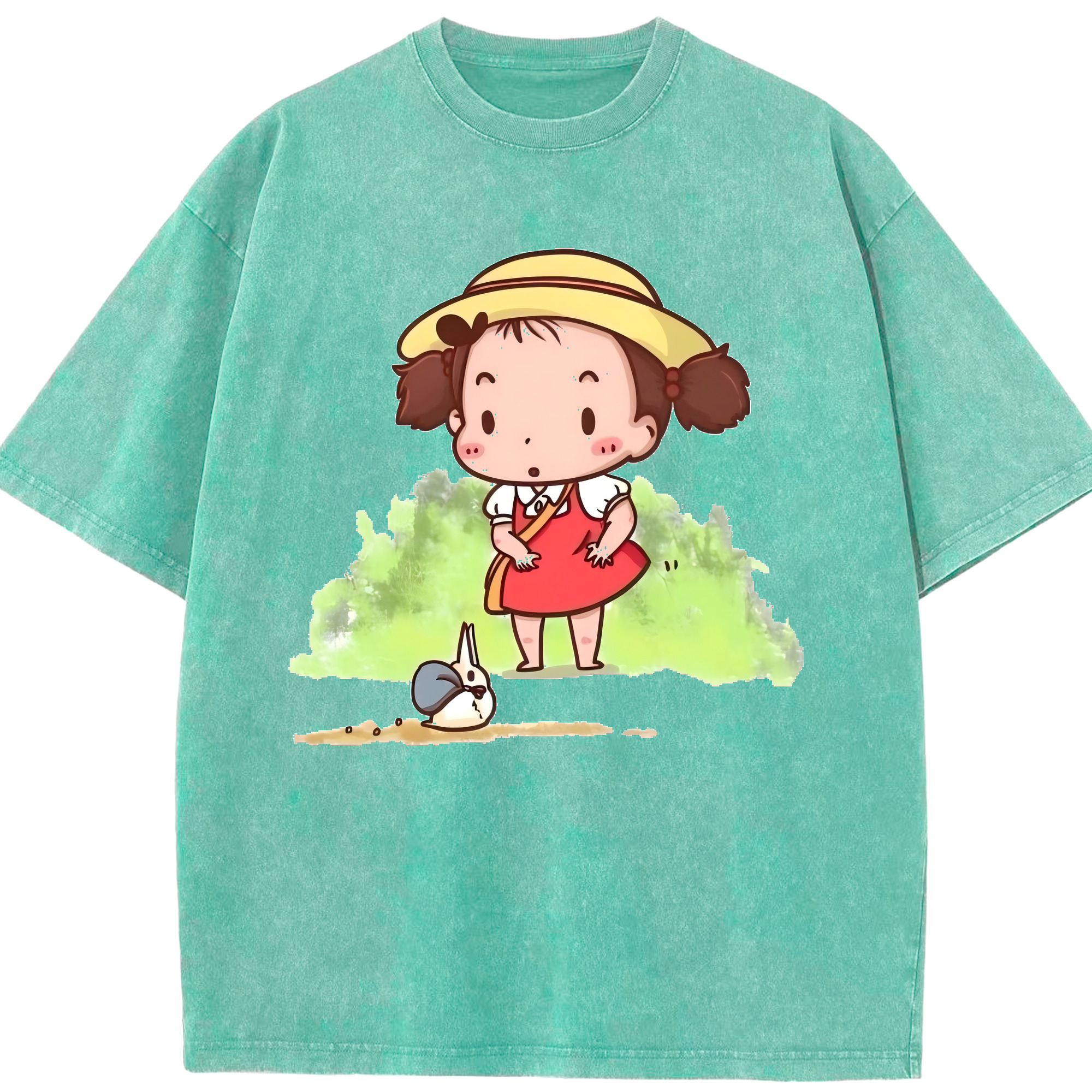 （画像用） となりのトトロ 草壁メイ 草壁サツキ My Neighbor Totoro Satsuki Kusakabe Mei Kusakabe 綿100% ヴィンテージ風 半袖Tシャツ（フロントプリント）